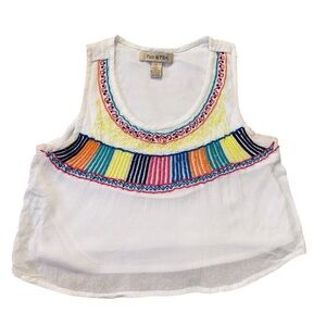 Fun & Flirt Embroidered Boho Crop Tank Top | Size Small